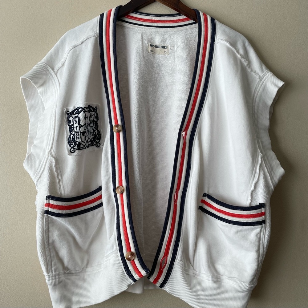 WE THE FREE Ivy Vest Women's XS 100% Cotton Oversized Slouchy Preppy - Picture 2 of 8
